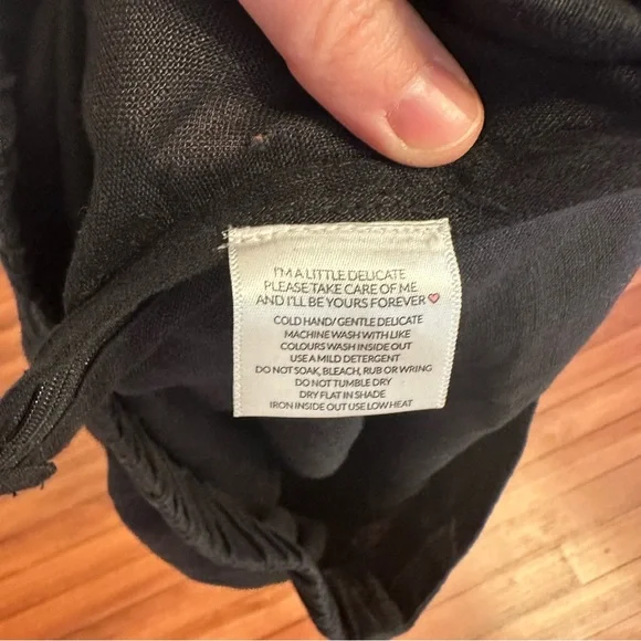 Posse Tia tailored linen flared pants black medium elastic back waist - Picture 11 of 11